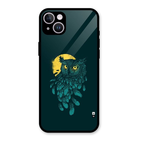 Green Owl Glass Back Case for iPhone 14 Plus