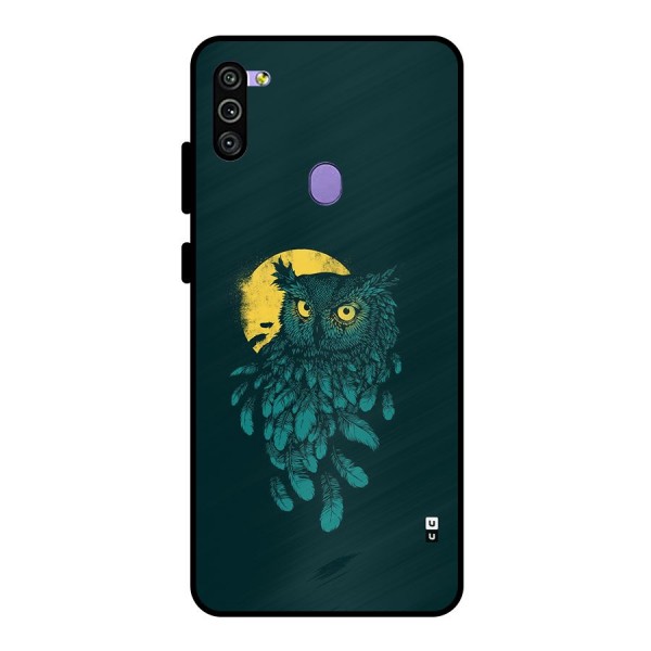 Green Owl Metal Back Case for Galaxy M11