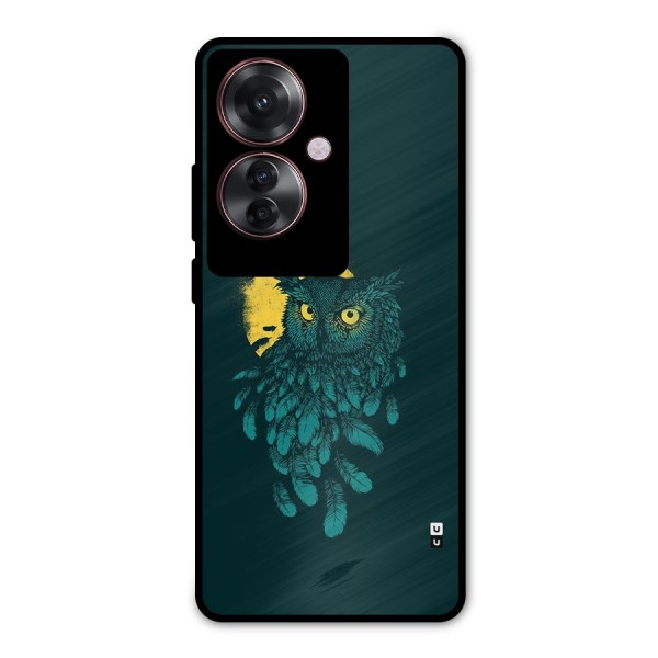 Green Owl Metal Back Case for Oppo F25 Pro