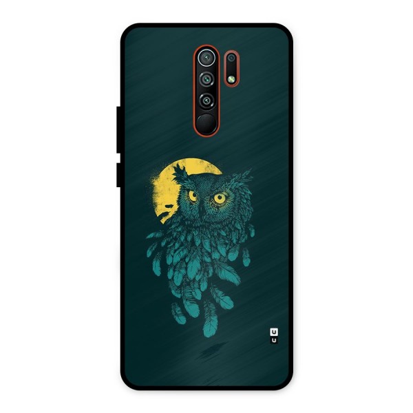 Green Owl Metal Back Case for Redmi 9 Prime