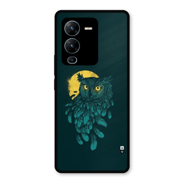 Green Owl Metal Back Case for Vivo V25 Pro