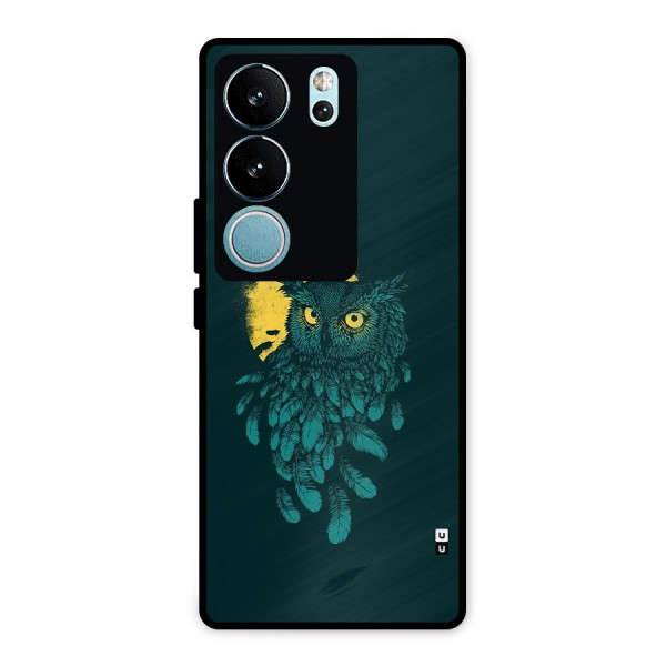 Green Owl Metal Back Case for Vivo V29 Pro