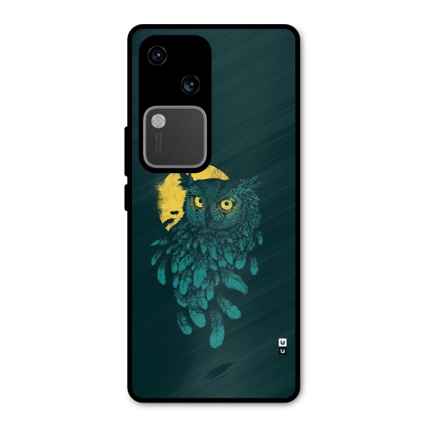 Green Owl Metal Back Case for Vivo V30