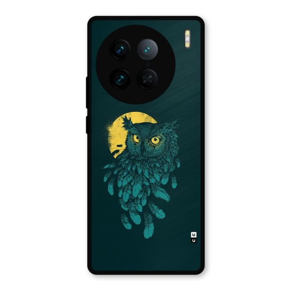 Green Owl Metal Back Case for Vivo X90 Pro