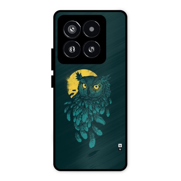 Green Owl Metal Back Case for Xiaomi 14 Pro