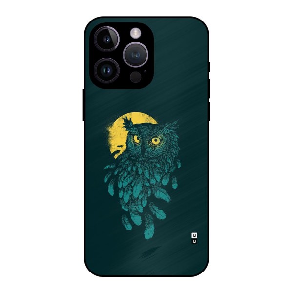 Green Owl Metal Back Case for iPhone 14 Pro Max