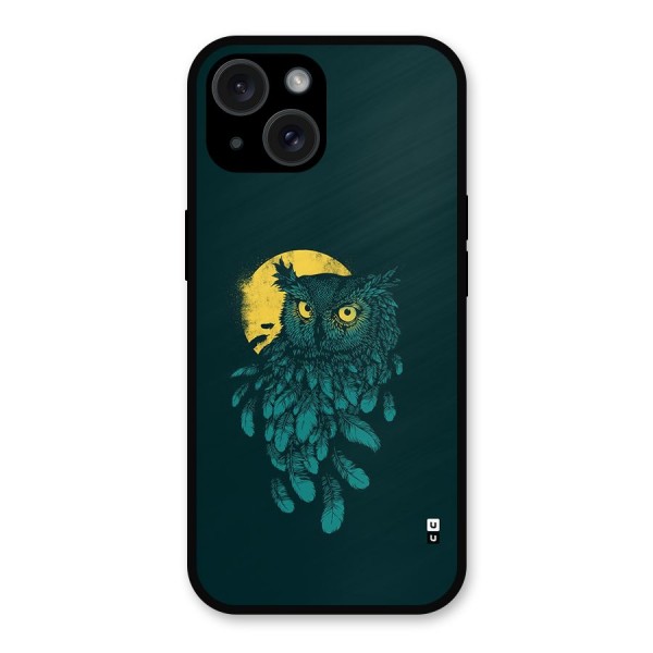 Green Owl Metal Back Case for iPhone 15