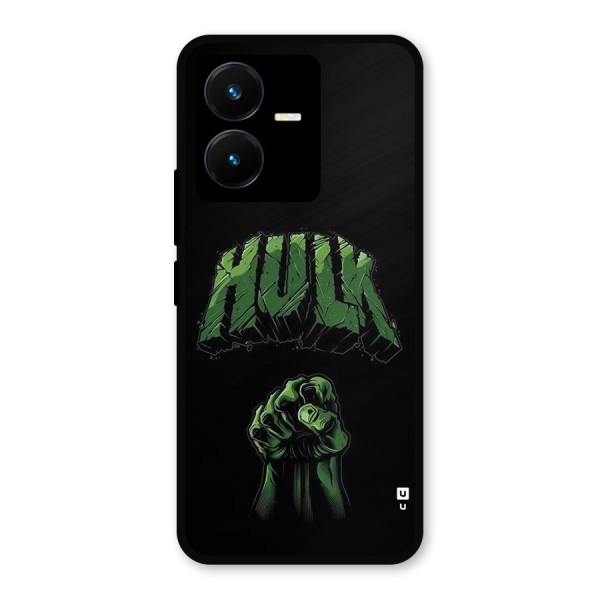 Green Punch Metal Back Case for Vivo Y22s