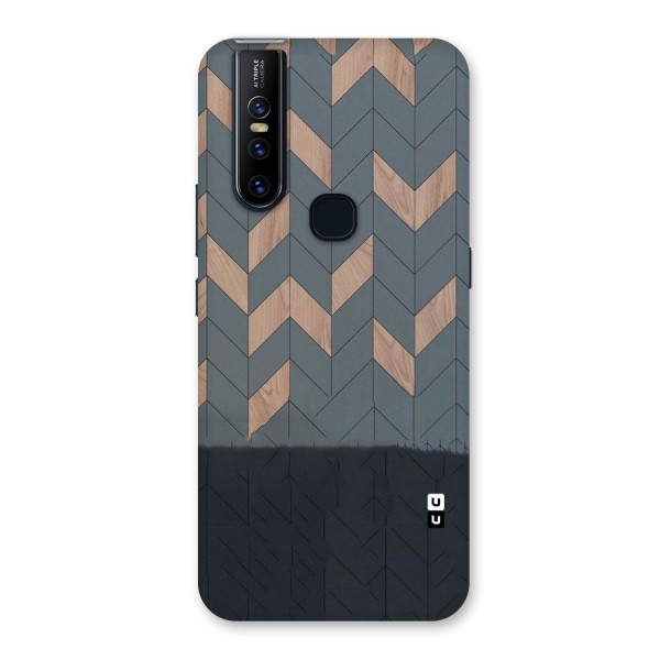 Greyish Wood Design Back Case for Vivo V15