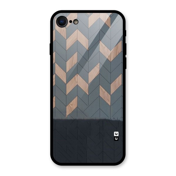 Greyish Wood Design Glass Back Case for iPhone 7