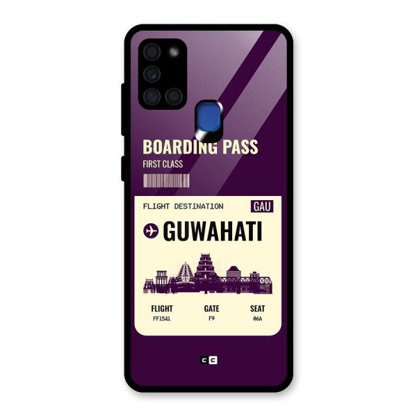 Guwahati Boarding Pass Glass Back Case for Galaxy A21s