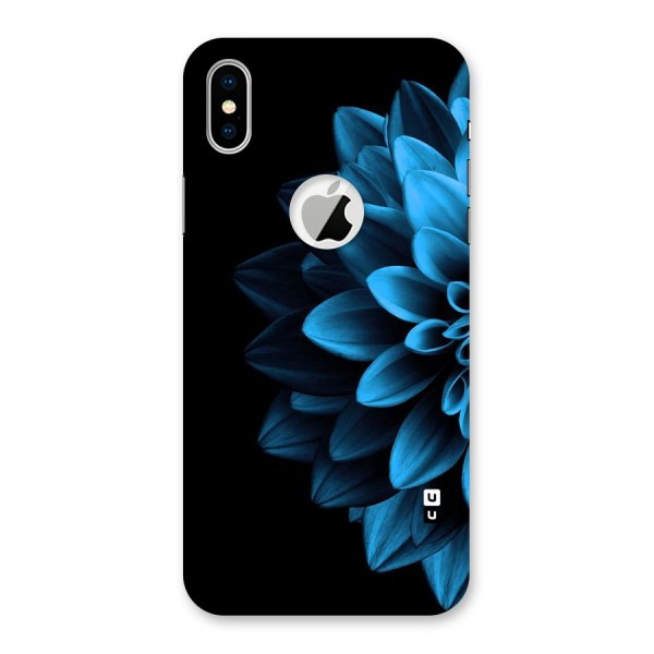 Half Blue Flower Back Case for iPhone X Logo Cut