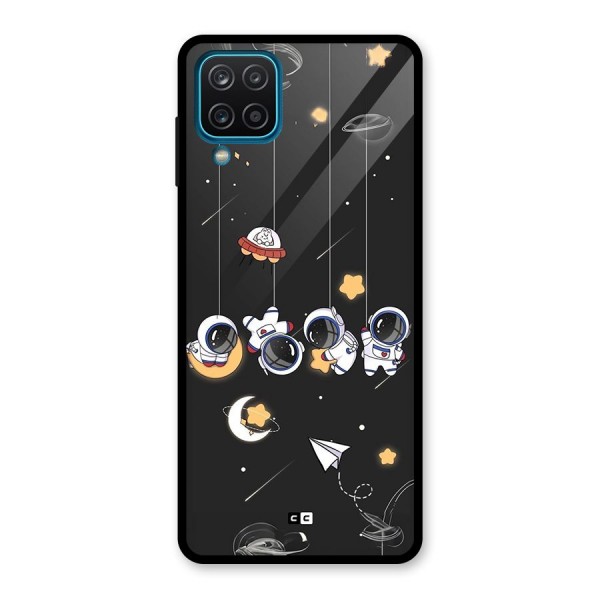 Hanging Astronauts Glass Back Case for Galaxy A12