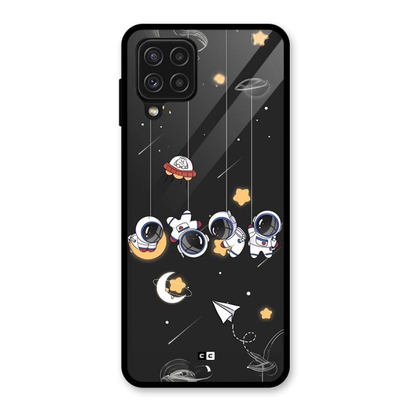 Hanging Astronauts Glass Back Case for Galaxy A22 4G