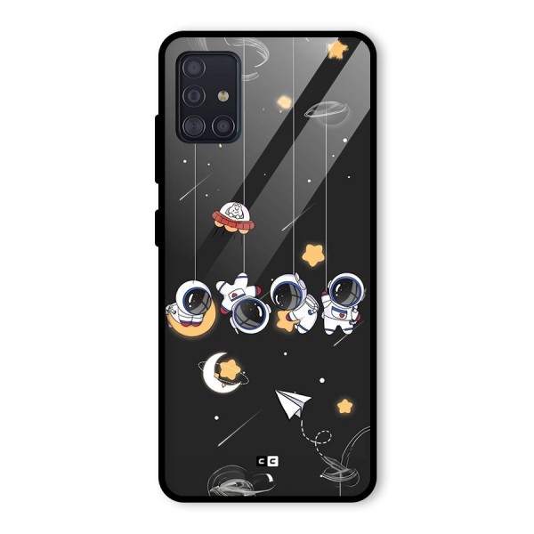 Hanging Astronauts Glass Back Case for Galaxy A51