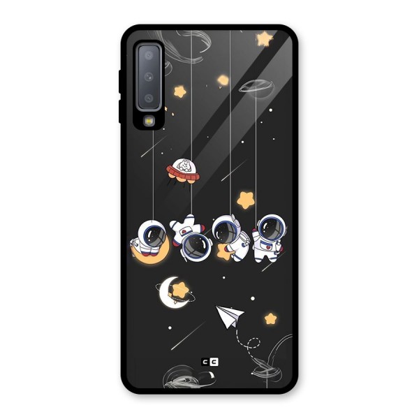 Hanging Astronauts Glass Back Case for Galaxy A7 (2018)