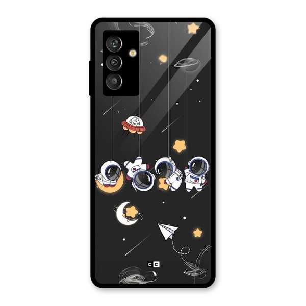 Hanging Astronauts Glass Back Case for Galaxy M13