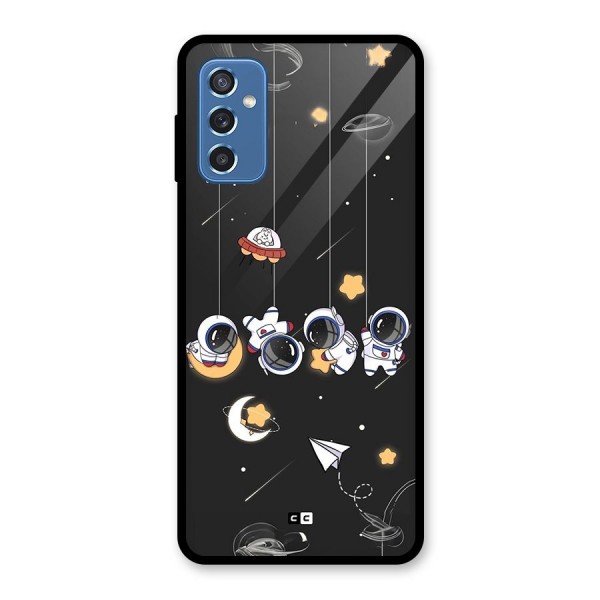 Hanging Astronauts Glass Back Case for Galaxy M52 5G