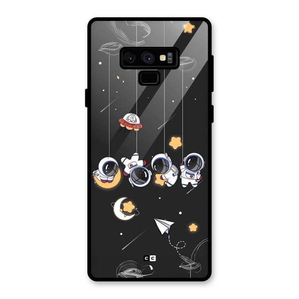 Hanging Astronauts Glass Back Case for Galaxy Note 9