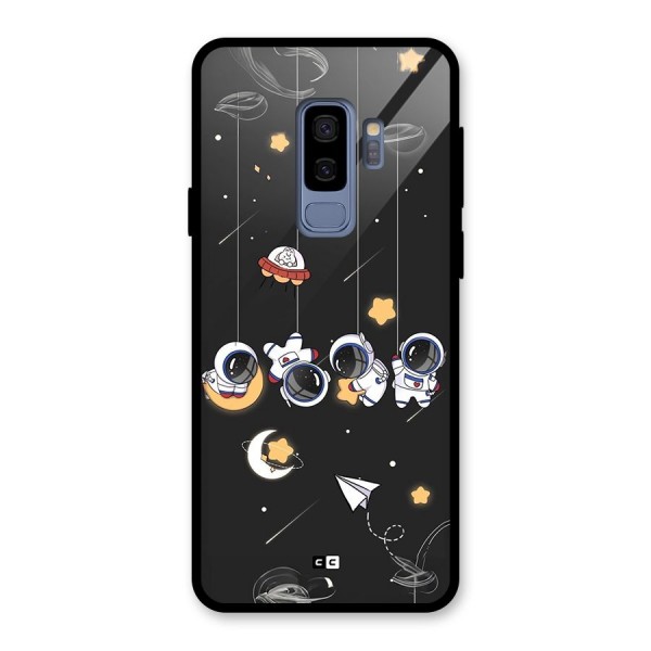 Hanging Astronauts Glass Back Case for Galaxy S9 Plus