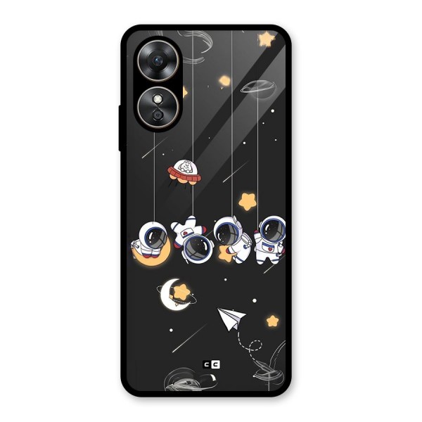 Hanging Astronauts Glass Back Case for Oppo A17