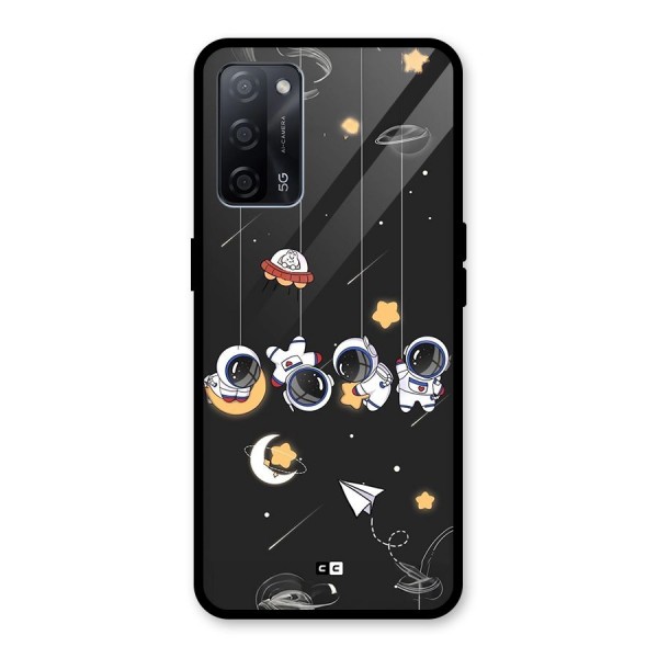 Hanging Astronauts Glass Back Case for Oppo A53s 5G