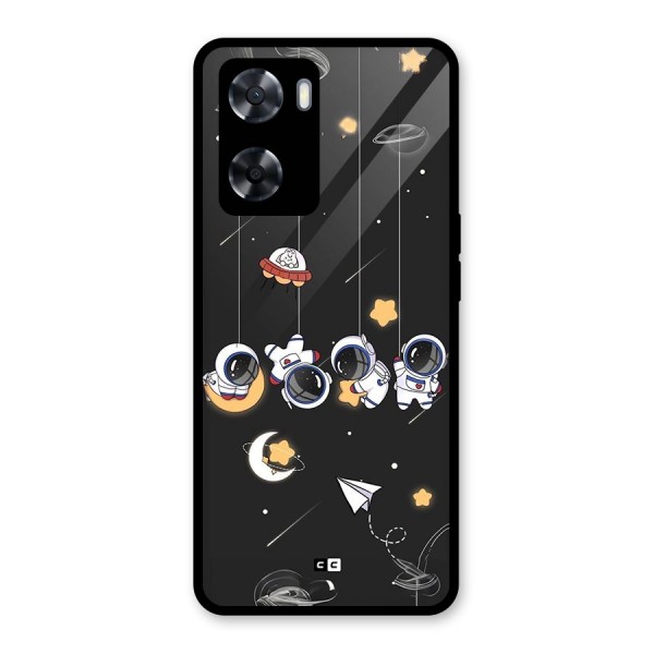 Hanging Astronauts Glass Back Case for Oppo A57 2022