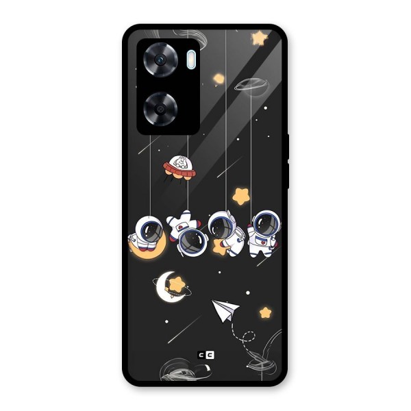 Hanging Astronauts Glass Back Case for Oppo A77s