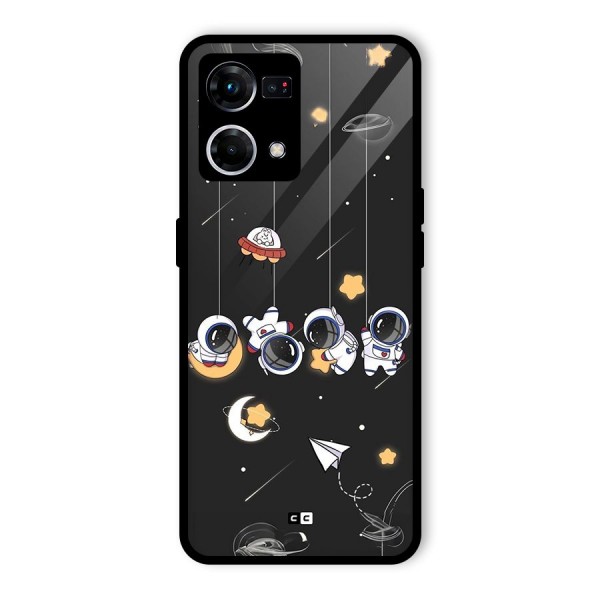 Hanging Astronauts Glass Back Case for Oppo F21 Pro 4G