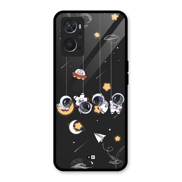 Hanging Astronauts Glass Back Case for Oppo K10 4G