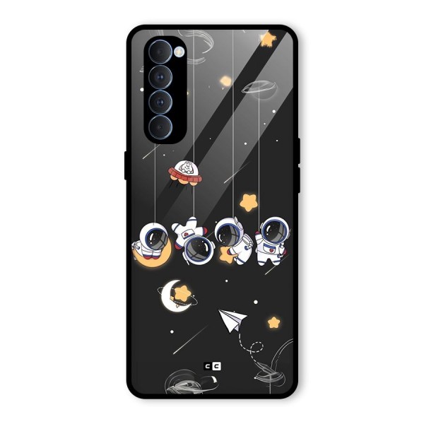 Hanging Astronauts Glass Back Case for Oppo Reno4 Pro