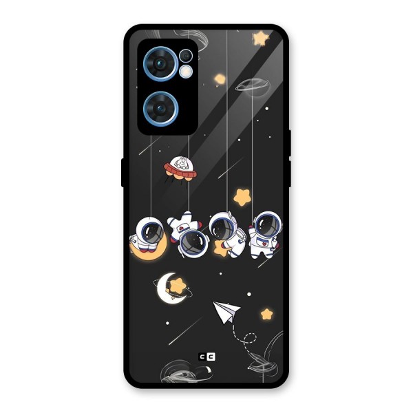 Hanging Astronauts Glass Back Case for Oppo Reno7 5G