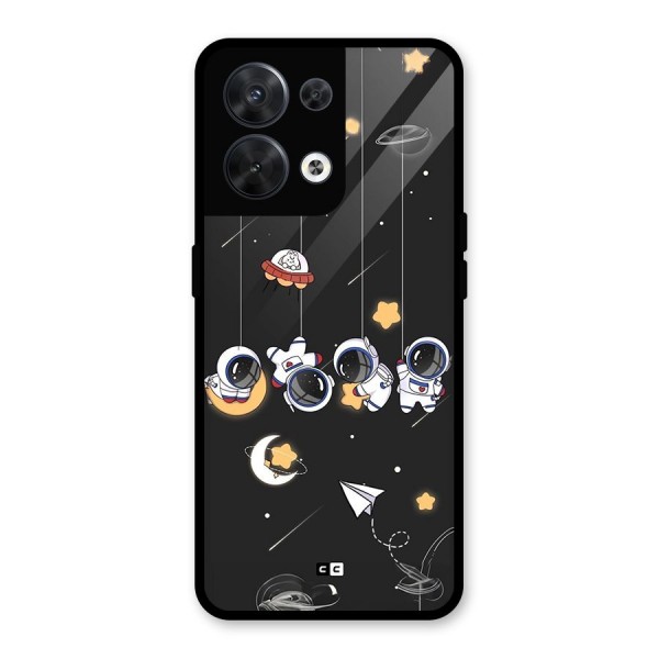 Hanging Astronauts Glass Back Case for Oppo Reno8 5G