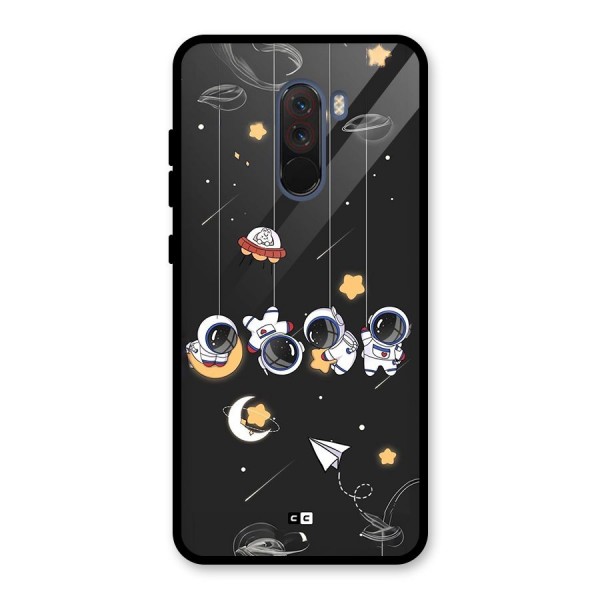 Hanging Astronauts Glass Back Case for Poco F1