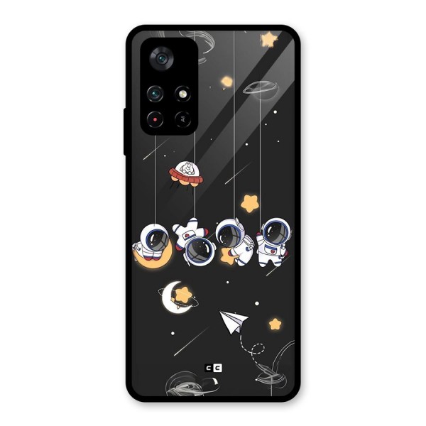 Hanging Astronauts Glass Back Case for Poco M4 Pro 5G