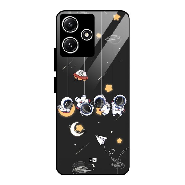 Hanging Astronauts Glass Back Case for Poco M6 Pro