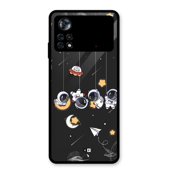 Hanging Astronauts Glass Back Case for Poco X4 Pro 5G