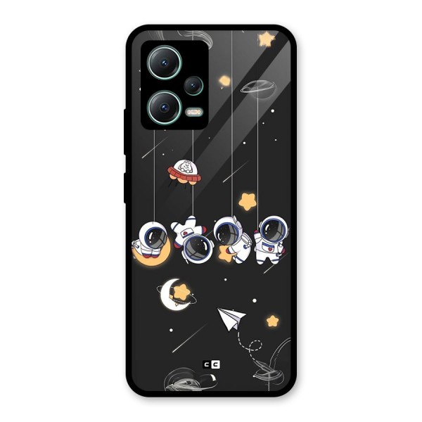 Hanging Astronauts Glass Back Case for Poco X5