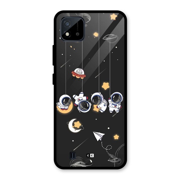 Hanging Astronauts Glass Back Case for Realme C11 2021