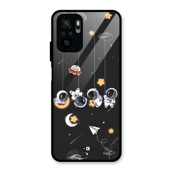 Hanging Astronauts Glass Back Case for Redmi Note 10