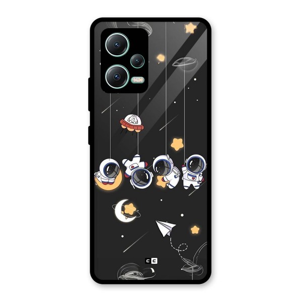 Hanging Astronauts Glass Back Case for Redmi Note 12 5G