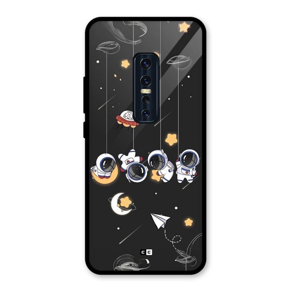 Hanging Astronauts Glass Back Case for Vivo V17 Pro