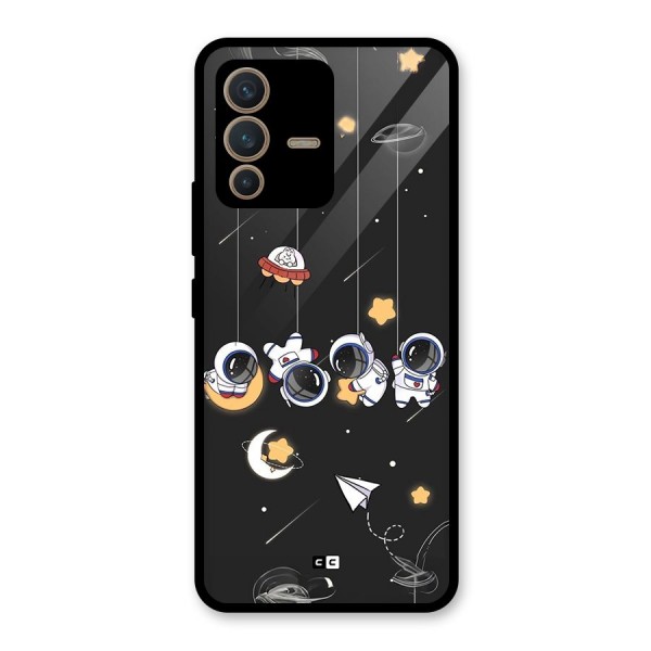 Hanging Astronauts Glass Back Case for Vivo V23 5G