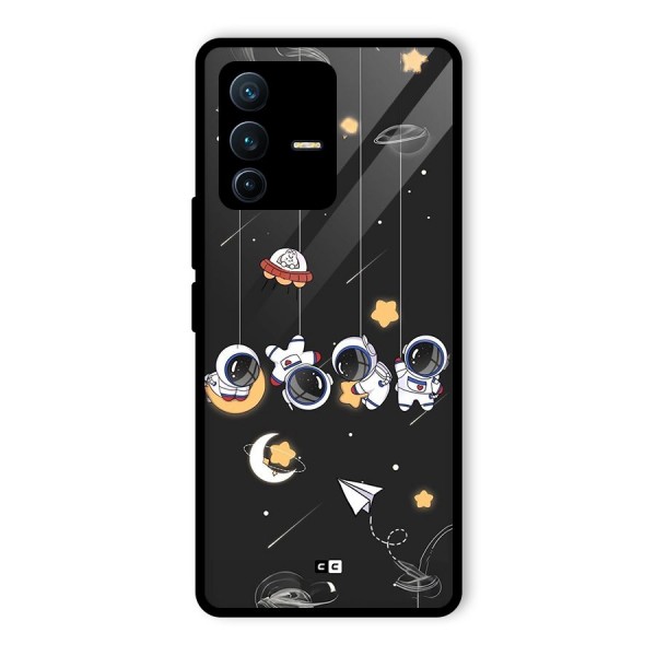 Hanging Astronauts Glass Back Case for Vivo V23 Pro