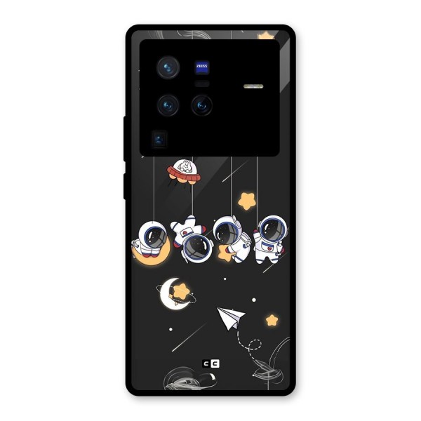 Hanging Astronauts Glass Back Case for Vivo X80 Pro