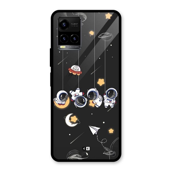 Hanging Astronauts Glass Back Case for Vivo Y21T
