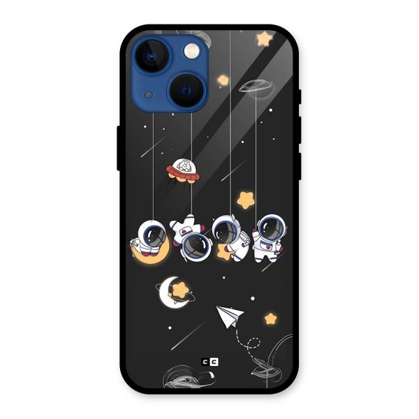 Hanging Astronauts Glass Back Case for iPhone 13 Mini