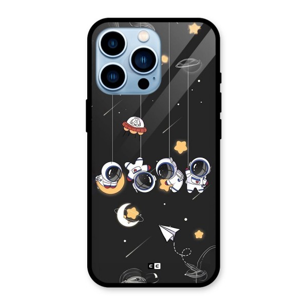 Hanging Astronauts Glass Back Case for iPhone 13 Pro