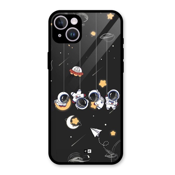 Hanging Astronauts Glass Back Case for iPhone 14 Plus