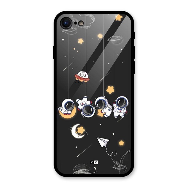 Hanging Astronauts Glass Back Case for iPhone SE 2020